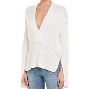A.L.C V NECK KNIT SWEATER WITH FLARED SLIT SLEEVES
